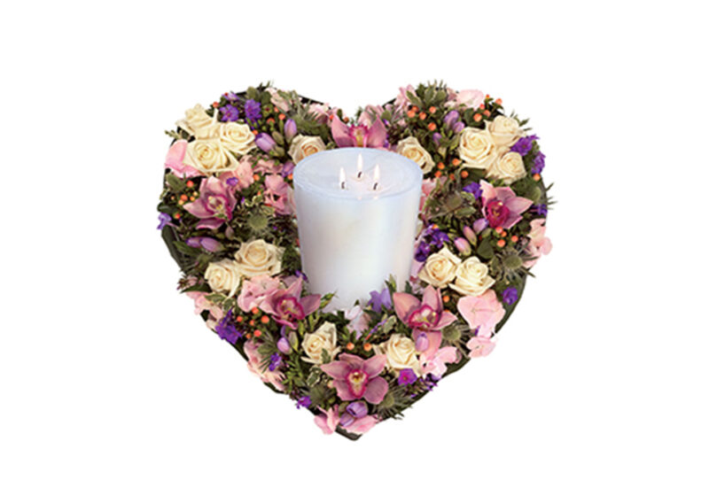 Pastel Heart and Candle Arrangement