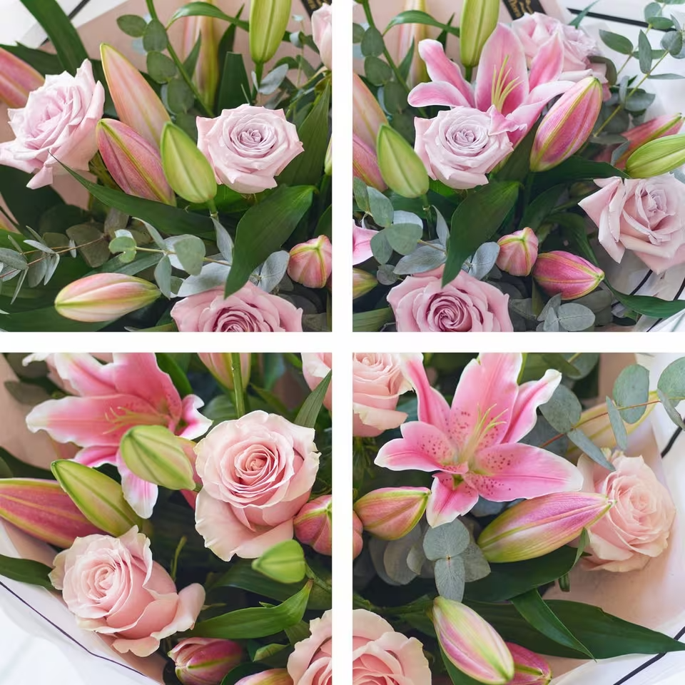Pretty Pink Rose and Lily Bouquet - Image 2