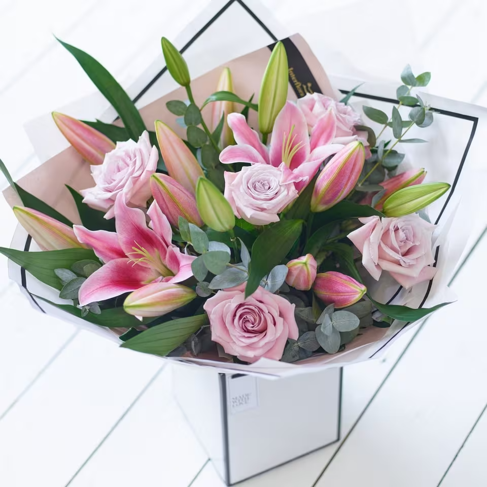 Pretty Pink Rose and Lily Bouquet - Image 4